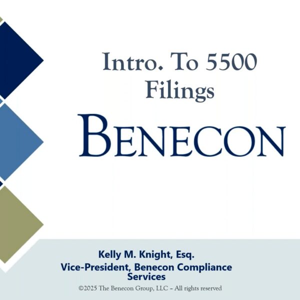 Introduction to Form 5500 Filings