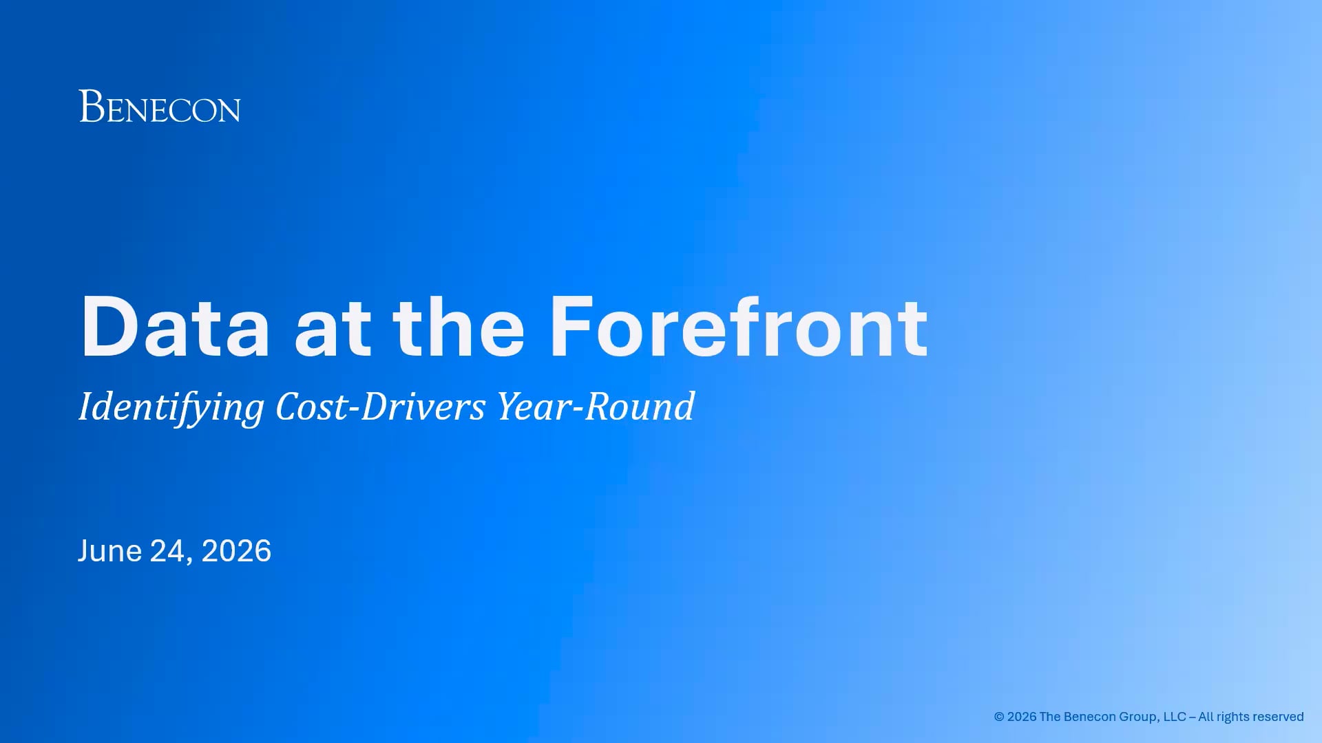 Session 2: Data at the Forefront – Identifiying Cost-Drivers Year Round